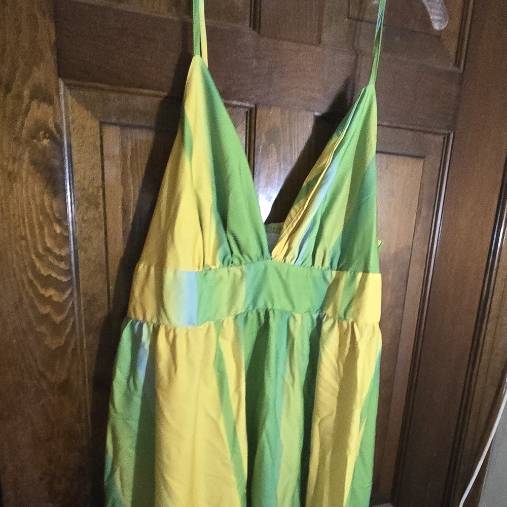 Green and Yellow Women's Maxi Dress